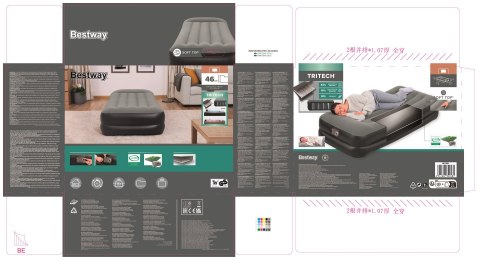 Bestway 67401 / 23 dmuchany materac Pojedynczy materac Czarny, Szary Unisex