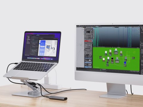 CONCEPTRONIC Uchwyt na laptopa ze stacją dokującą 7 w 1 srebrny
