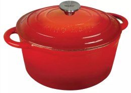 Garnek z pokrywą żeliwo śr.24cm 4l czerwony kinghoff