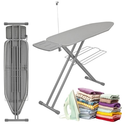 Large ironing board, heat reflect, adjustable stable shelf, 122x38cm