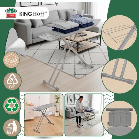 Large ironing board, heat reflect, adjustable stable shelf, 122x38cm