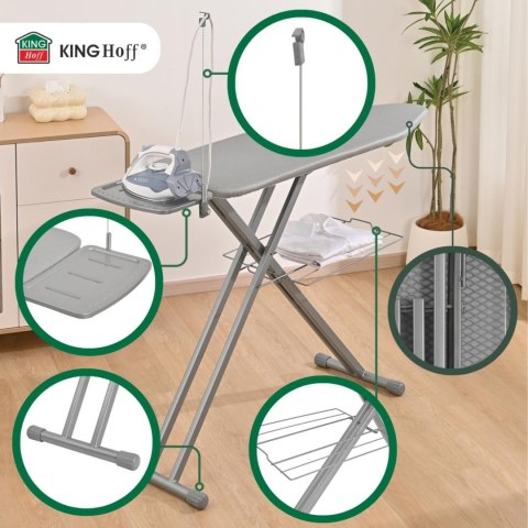Large ironing board, heat reflect, adjustable stable shelf, 122x38cm