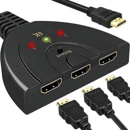 Switch przełącznik hdmi 3w1 full hd 4k rozdzielacz -e385