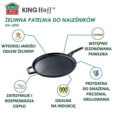 Żeliwna patelnia do naleśników, śr.29cm, kinghoff, kh-1895