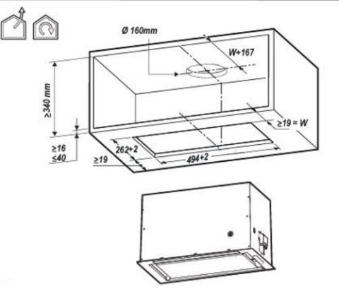 Okap do zabudowy ELICA LANE 52 cm | sterowanie dotykowe | LED | czarny
