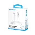 Kabel USB-C do USB-C Vention USB 3.2 5A 10Gbps 1m biały