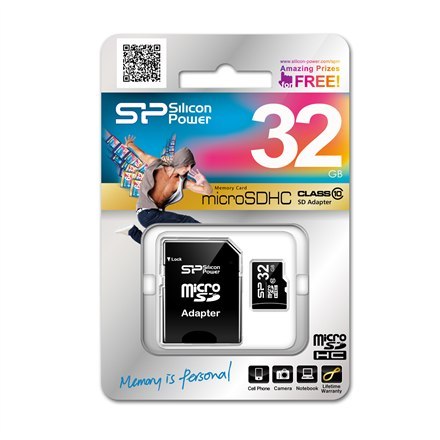 Silicon Power Karta pamięci Silicon Power microSDHC 32GB Class 10 + ADAPTER microSD-SD (SP032GBSTH010V10SP)