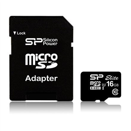 Silicon Power Karta pamięci Silicon Power microSDHC Elite 16GB CL10 UHS-1 (U1) + ADAPTER microSD-SD (SP016GBSTHBU1V10SP)