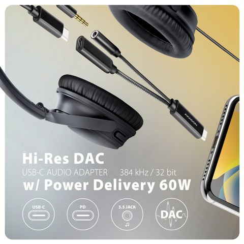 AXAGON AXAGON | ADA-HCPD USB-C - Hi-Res DAC Audio Adapter PD, 60W