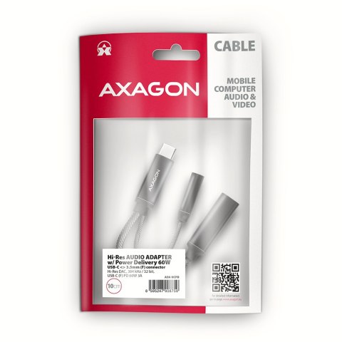AXAGON AXAGON | ADA-HCPD USB-C - Hi-Res DAC Audio Adapter PD, 60W