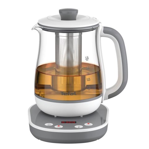 TEFAL TEFAL Tastea Czajnik | BJ551B10 | Czajnik do herbaty | 1400 W | 1,5 L | Szkło | Obrotowa podstawa 360° | Szary/Biały