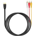 Kabel kabel adapter przejściówka przewód 3x rca cinch hdmi 2.0 audio video 1,5m -e383
