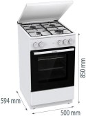 Kuchnia gazowa GORENJE GG5A14WJ | piekarnik gazowy | 70 l | 4 palniki | biały