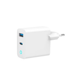 GEMBIRD 2-PORTOWA SZYBKA ŁADOWARKA SIECIOWA GAN (PD) USB (A+C), 65W, BIAŁA