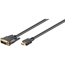 Goobay Kabel przewodzący sygnał wysokiej jakości z 19-pinowym złączem HDMI typu A męskie do 18+1-pinowego cyfrowego złącza DVI (Single-
