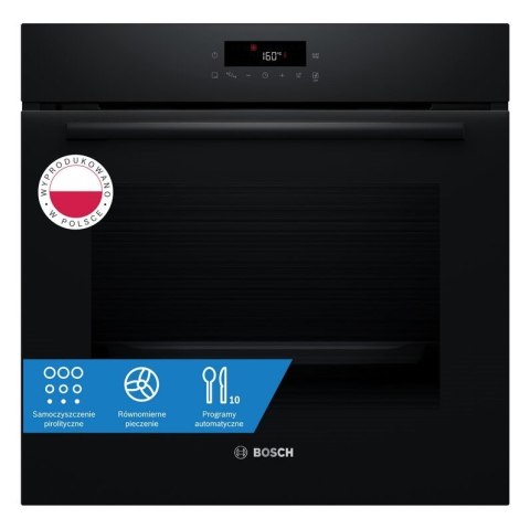 Piekarnik elektryczny Bosch HBA571BB4 Serie 2 71 l + prowadnice HEZ538000 | piroliza | AutoPilot 10 | termoobieg 3D | czarny
