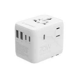 Gembird TPA-2A3C70-01-W Uniwersalny adapter podróżny 70 W, biały