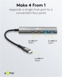 Goobay Goobay 76563 Slim 4-portowy koncentrator USB, USB-C™ auf USB-C™/USB-A, 5 Gbit/s, szary