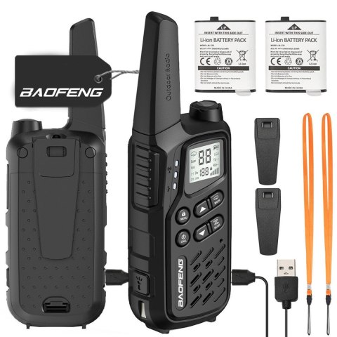 Krótkofalówka Baofeng BF-T25E czarna, 2 sztuki