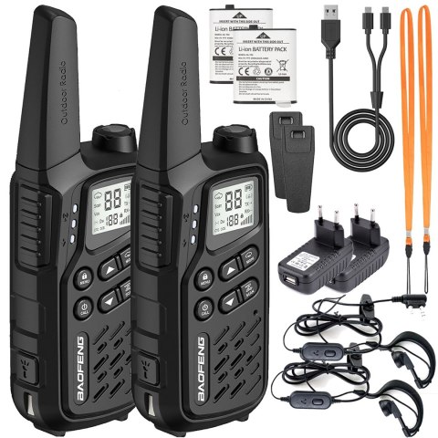 Krótkofalówka Baofeng BF-T25E czarna, 2 sztuki