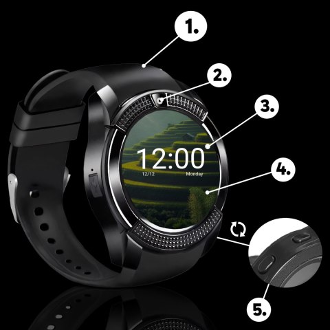 N084 smartwatch v8 zegarek smart watch pl karta sim sd