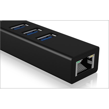 Raidsonic Raidsonic | 4-portowy koncentrator z USB 3.0 Type-A, Type-C, Gigabit LAN | Icy Box IB-HUB1419-LAN