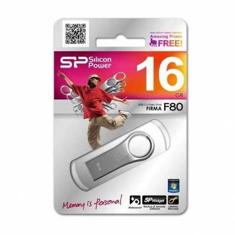 Silicon Power Silicon Power | Firma F80 | 16 GB | USB 2.0 | Srebrny