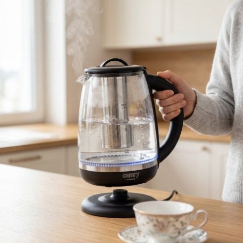 CR 1290 black Czajnik szklany 2,0 l z zaparzaczem oraz regulacją temp.