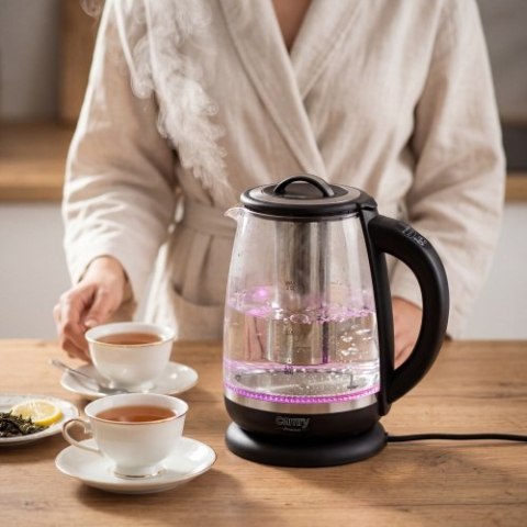 CR 1290 black Czajnik szklany 2,0 l z zaparzaczem oraz regulacją temp.