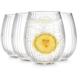 Zestaw 4 Szklanek 400ml Paskowane Szkło do Wody Drinków Whisky Soków