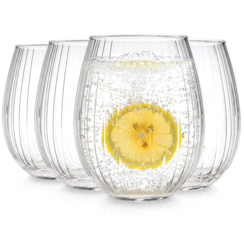 Zestaw 4 Szklanek 400ml Paskowane Szkło do Wody Drinków Whisky Soków