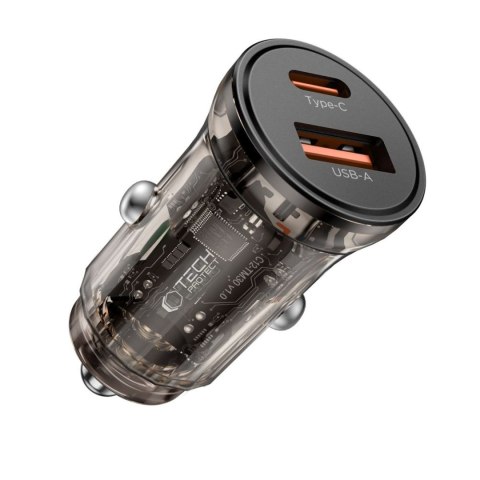 Ładowarka samochodowa USB-A USB-C 30 W - czarna