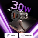 Ładowarka samochodowa USB-A USB-C 30 W - czarna