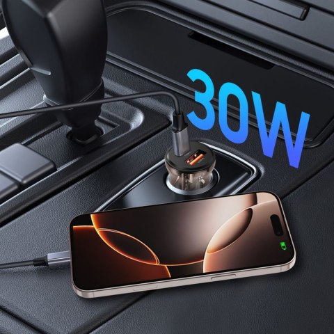 Ładowarka samochodowa USB-A USB-C 30 W - czarna