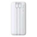 Powerbank 20000mAh 22.5W USB-A USB-C z wbudowanymi kablami USB-C iPhone Lightning - biały