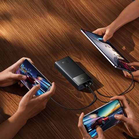 Powerbank 20000mAh USB-A USB-C z wyświetlaczem kablem 22.5W - czarny