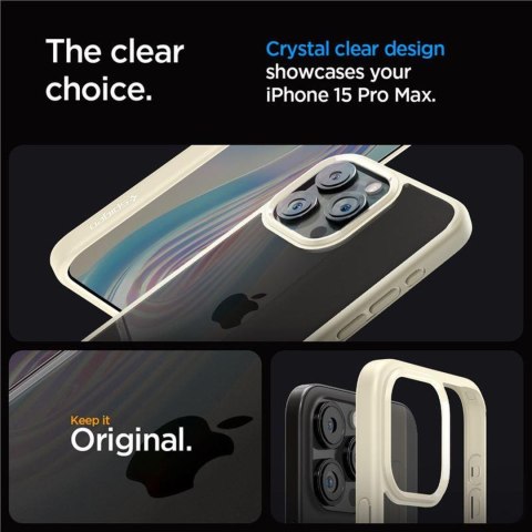 Etui pokrowiec na iPhone 15 Pro Max Crystal Hybrid - przezroczysto beżowe
