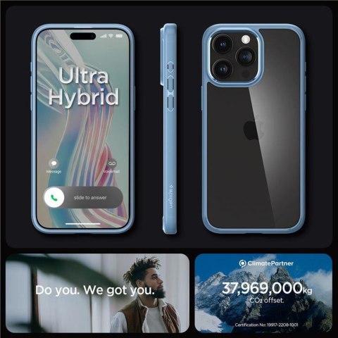 Etui pokrowiec na iPhone 15 Pro Max Crystal Hybrid - przezroczysto niebieski