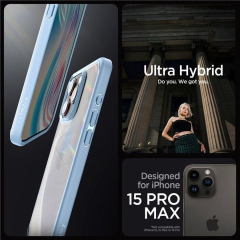 Etui pokrowiec na iPhone 15 Pro Max Crystal Hybrid - przezroczysto niebieski