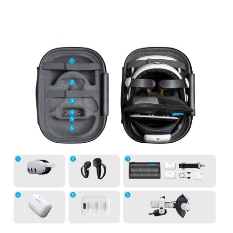 Etui transportowe do gogli Meta Quest 3 i 3S - szare
