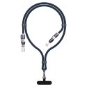 Kabel przewód ze smyczą 4w1 USB-C z adapterami iPhone Lightning USB-A - niebieski