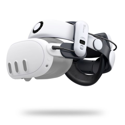 Pasek odciążający do gogli VR Meta Quest 3 z baterią zewnętrzną - biało czarny