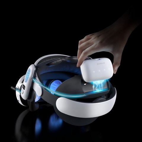Pasek odciążający do gogli VR Meta Quest 3 z baterią zewnętrzną - biało czarny