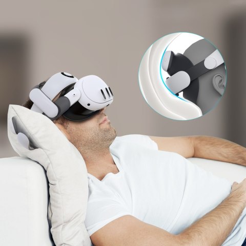 Pasek odciążający do gogli VR Meta Quest 3 z baterią zewnętrzną - biało czarny