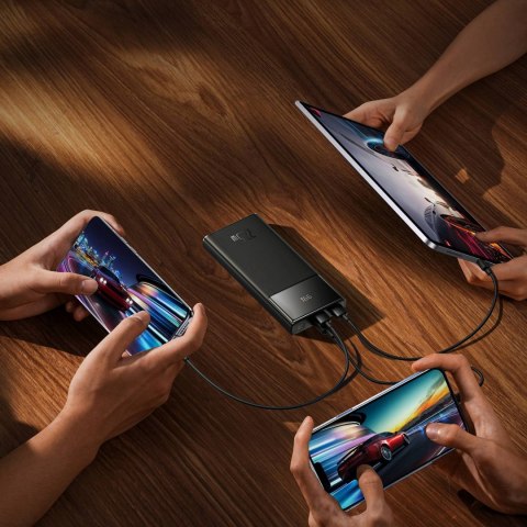 Powerbank 10000mAh USB-A USB-C z wyświetlaczem kablem 22.5W - czarny