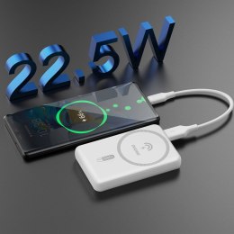 Powerbank magnetyczny K14S 5000mAh USB-A USB-C 20W - biały