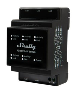 Switch LAN Shelly - gniazdko - 5 portów - 10/100 Mbit