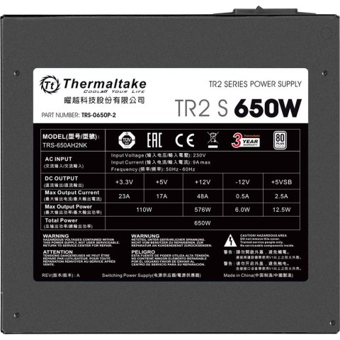 Thermaltake TR2 S 650W moduł zasilaczy 20+4 pin ATX ATX Czarny