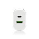 EVERACTIVE ŁADOWARKA SIECIOWA 1 X USB QUICK CHARGE 3.0 ORAZ 1 X USB-C PD PPS 25W BIAŁA SC-370Q