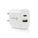 EVERACTIVE ŁADOWARKA SIECIOWA 1 X USB QUICK CHARGE 3.0 ORAZ 1 X USB-C PD PPS 25W BIAŁA SC-370Q